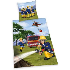 Herding Bettwäsche Feuerwehrmann Sam, 4470401050, Renforcé, Kissenbezug 80x80 cm und ein Bettbezug 135x200 cm