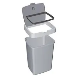 Sunware Delta Klappdeckeleimer 25L metallf./schwarz, Abfalleimer, Silber, Schwarz