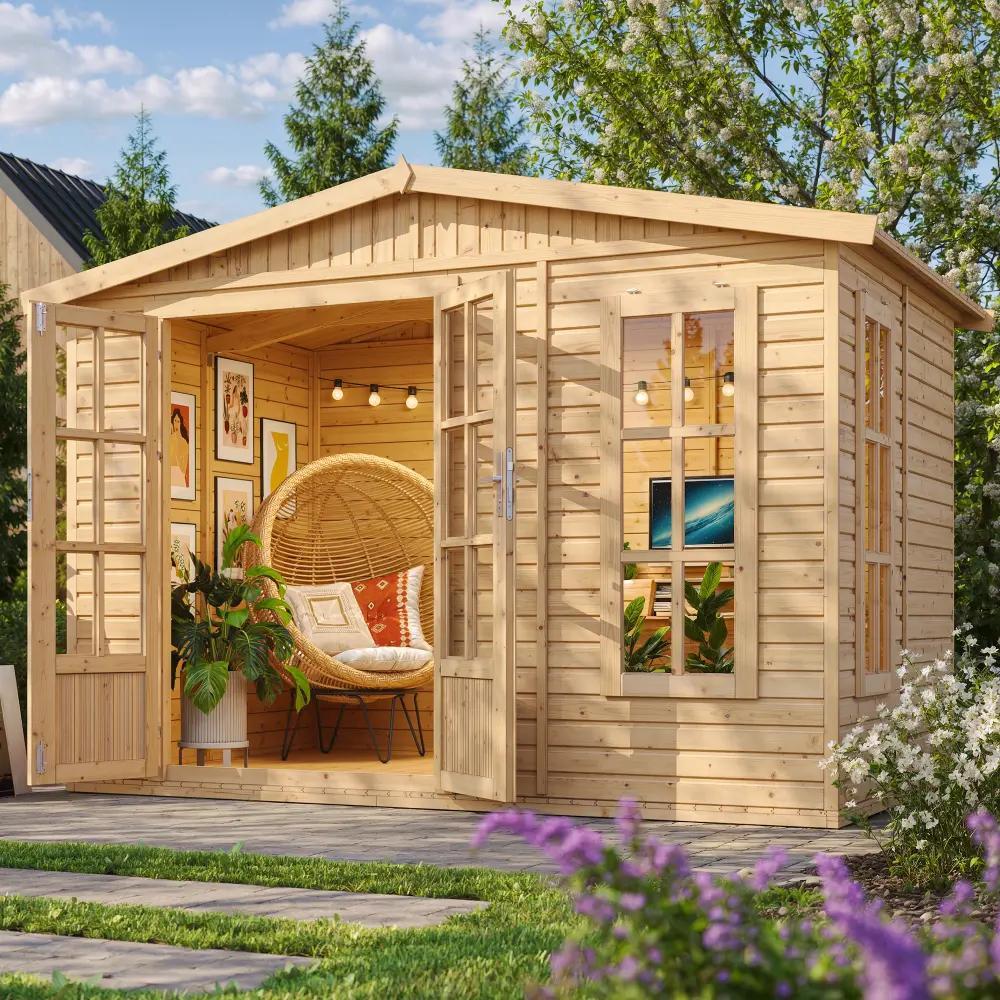 Gartenhaus Holz 6 m2 - H232 x 332 x 222 cm - Gerätehaus Holz Garten-Studio - Holzhaus Office im Garten - TIMBELA M334FB