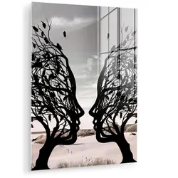 ACRYLGLASBILD Strand - Meer - Menschen - Baum - Moderne Kunst 60x80 cm