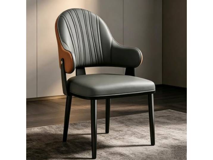Moderner Esszimmerstuhl, Gepolsterte Beistellstühle Mit Esszimmerakzent Stabile Metallbeine Mit Bequemer Lordosenstütze Im Unteren Rückenbereich(Dark Gray)