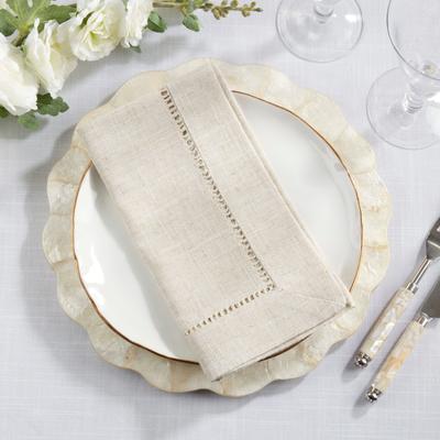 Saro Lifestyle Decorative Napkins (Set of 12) - Stitched Border Detail for Dining and Entertaining