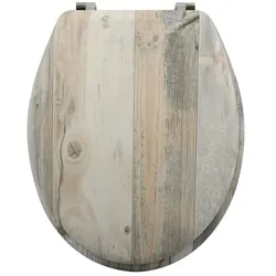 MSV WC Sitz Toilettendeckel MDF Holzkern „Ombo Landhaus“ Scharniere aus Edelstahl - hochwertige und stabile Qualität