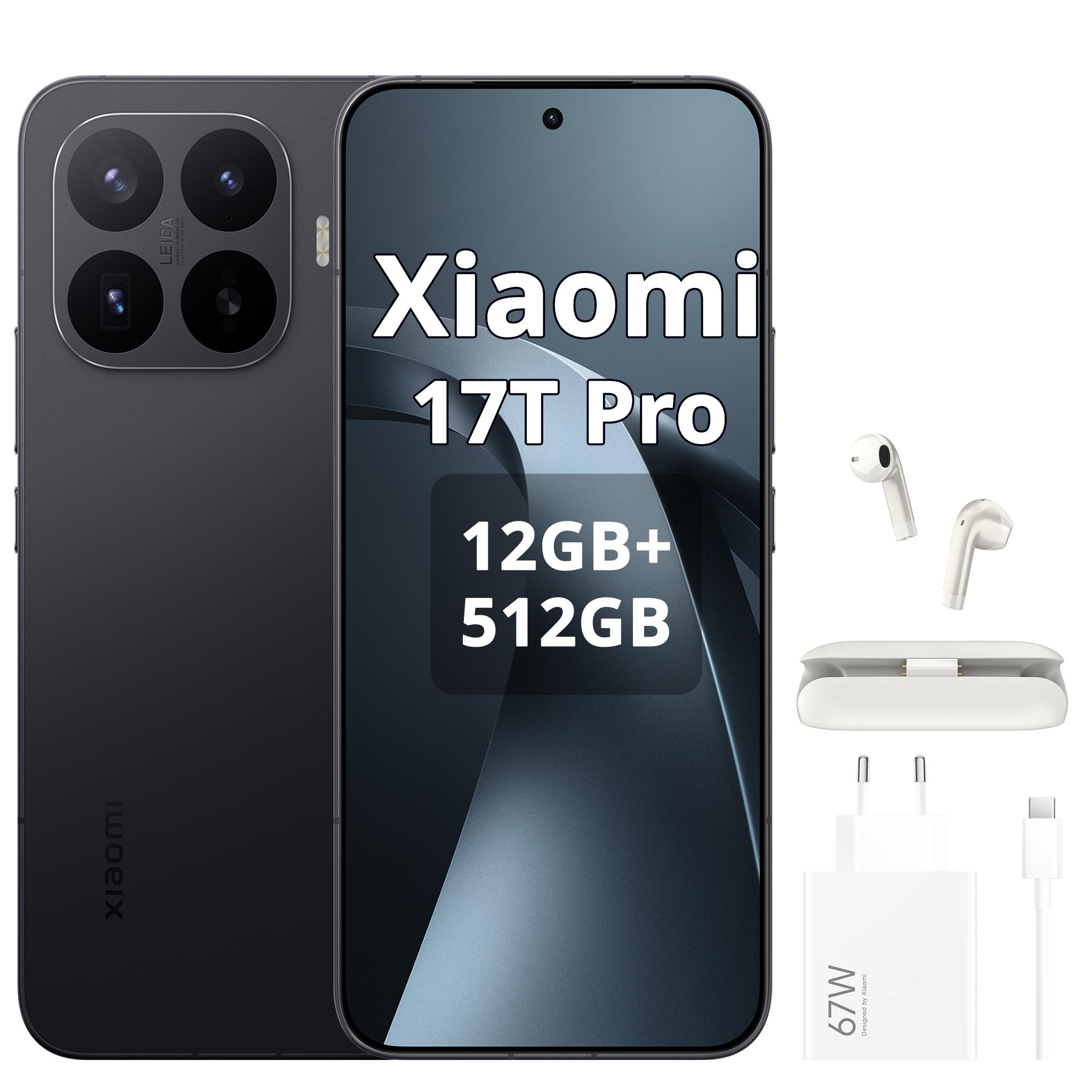 Xiaomi 17T Pro 5G 12+512GB Black, Android 16 Smartphone, Mit Xiaomi 67W HyperCharge Combo, Mit Kopfhörern