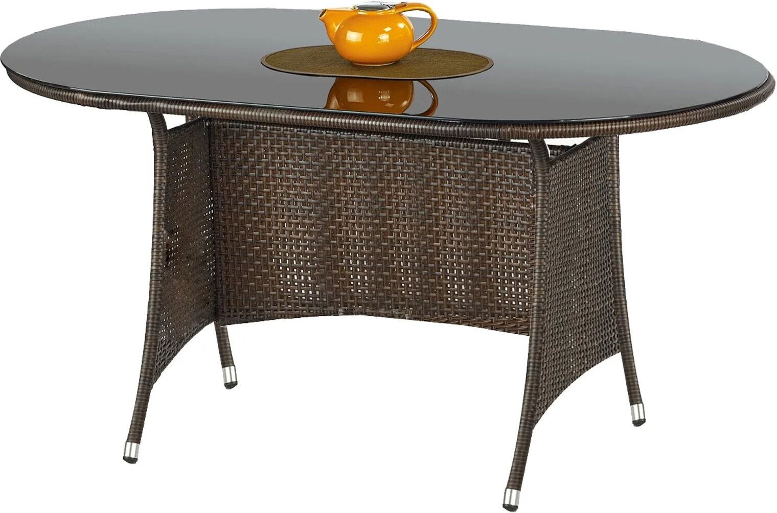 garneroarredamenti Tavolo da giardino 150x90cm polipropilene marrone scuro nero Cubby