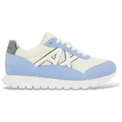 A|X Armani Exchange für Damen. XW002150AF19388MZ739 Sneakers mit Mesh-Einsätzen und blauer texturierter Gummisohle (36), Stoff, Wohnung, Sch