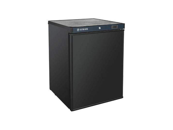 GastroHero Vollraumkühlschrank Lagerkühlschrank ECO 200 Schwarz 129 Liter Umluftkühlung LKSE200B, 83.5 cm hoch, 60 cm breit, platzsparende Kühllösung für Bars, Cafés und Profiküchen