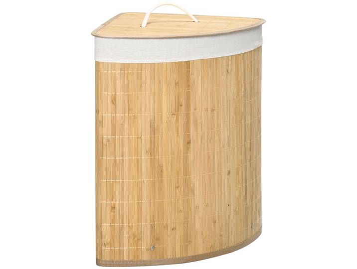 WÄSCHEKORB mit Deckel 55L, Bambus, Natur