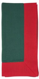 Saro Lifestyle Color Block Cloth Napkins (Set of 4) - Decorative Dinner Napkins with Contrast Border Design for Farmhouse Dining, Everyday