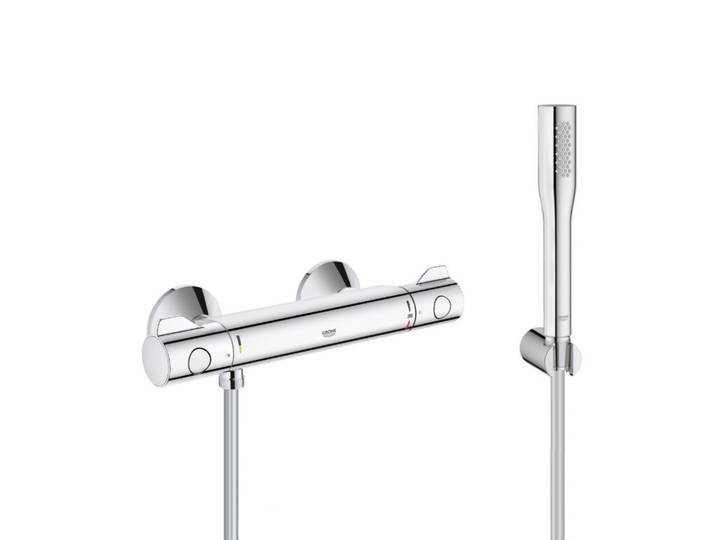 Set de douche Mitigeur thermostatique Grohtherm 800 + Douchette stick 1 jet Euphoria Cosmopolitan, Chrome (34558000-Euphoria)