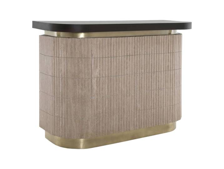 Richmond Bar Martini Travertin – Hausbar beige mit Messing-Akzenten