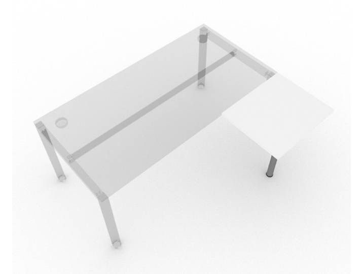 Retour 60X50 plateau Blanc pieds Aluminium