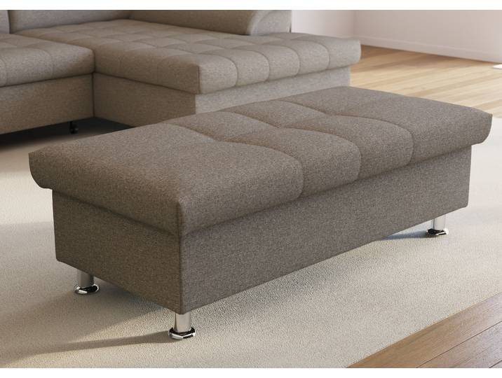 Hocker DOMO COLLECTION FRANZI, elegant, komfortabel , braun (schlamm), B:136cm H:43cm T:64cm, 100% Polyester, Hocker, Hocker, inklusive Stauraum