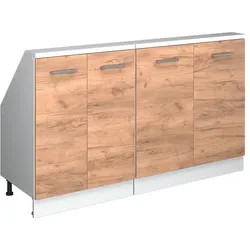 Vicco, Kommode + Sideboard, Dachschrägenschrank Rion, Weiss/Goldkraft Eiche, 2er Set (140 x 46 x 81.60 cm)