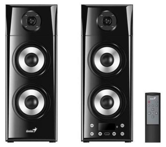 Genius SP-HF2800 BT luidsprekers met Bluetooth, USB en afstandsbediening, 2.0 kanaal, 60W, houten behuizing