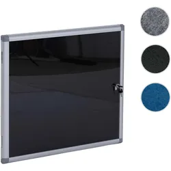 Schaukasten HWC-Q51, Memoboard Pinnwand mit Filzoberfläche, Aluminium abschließbar inkl. Zubehör 65x68x7cm ~ schwarz