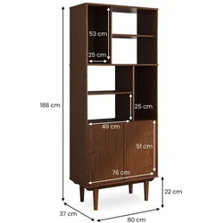 Idimex, Regal, Wohnzimmerschrank SIMONA aus Massivholz mit offenen Fächern – Kastanie farben (80 x 37 x 188 cm)