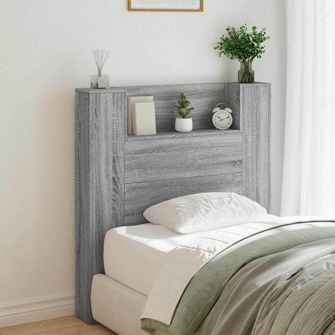 17 Stories Bookcase Headboard Grey Sonoma 100 x 200cm