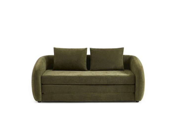 Canapé droit PAZ déplimousse 2 places tissu chenille vert