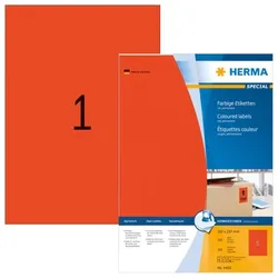HERMA Farbige Etiketten 210 x 297 mm, 100 Etiketten, rot, permanenthaftend