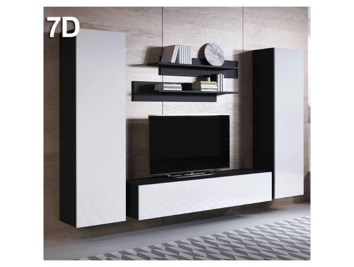 Combinaison de meubles Luke 7D noir et blanc - Luke - H1 V4 kit étagères étroites - Adulte