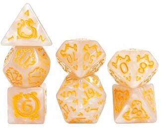Uplift Picks Dragon Pattern Polyhedral Dice Set For Tabletop RPG Games yellow