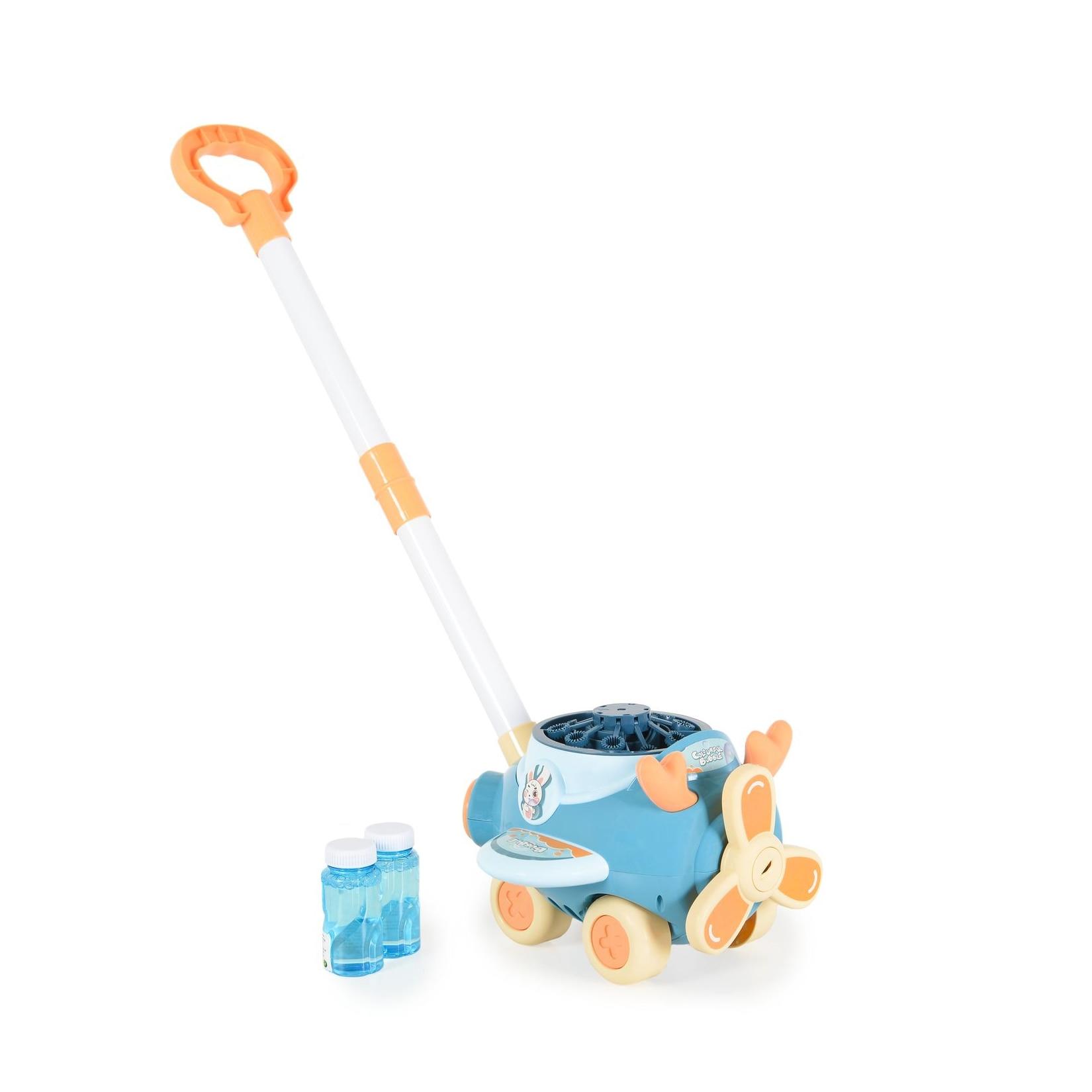 Moni Schiebespielzeug Flugzeug Seifenblasen, für drin und draußen, Höhe 46,5 cm blau