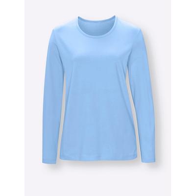 Pyjamaoberteil "Schlafanzug-Shirt", Damen, Gr. 56/58, blau (himmelblau), 100% Baumwolle, unifarben, Shirts