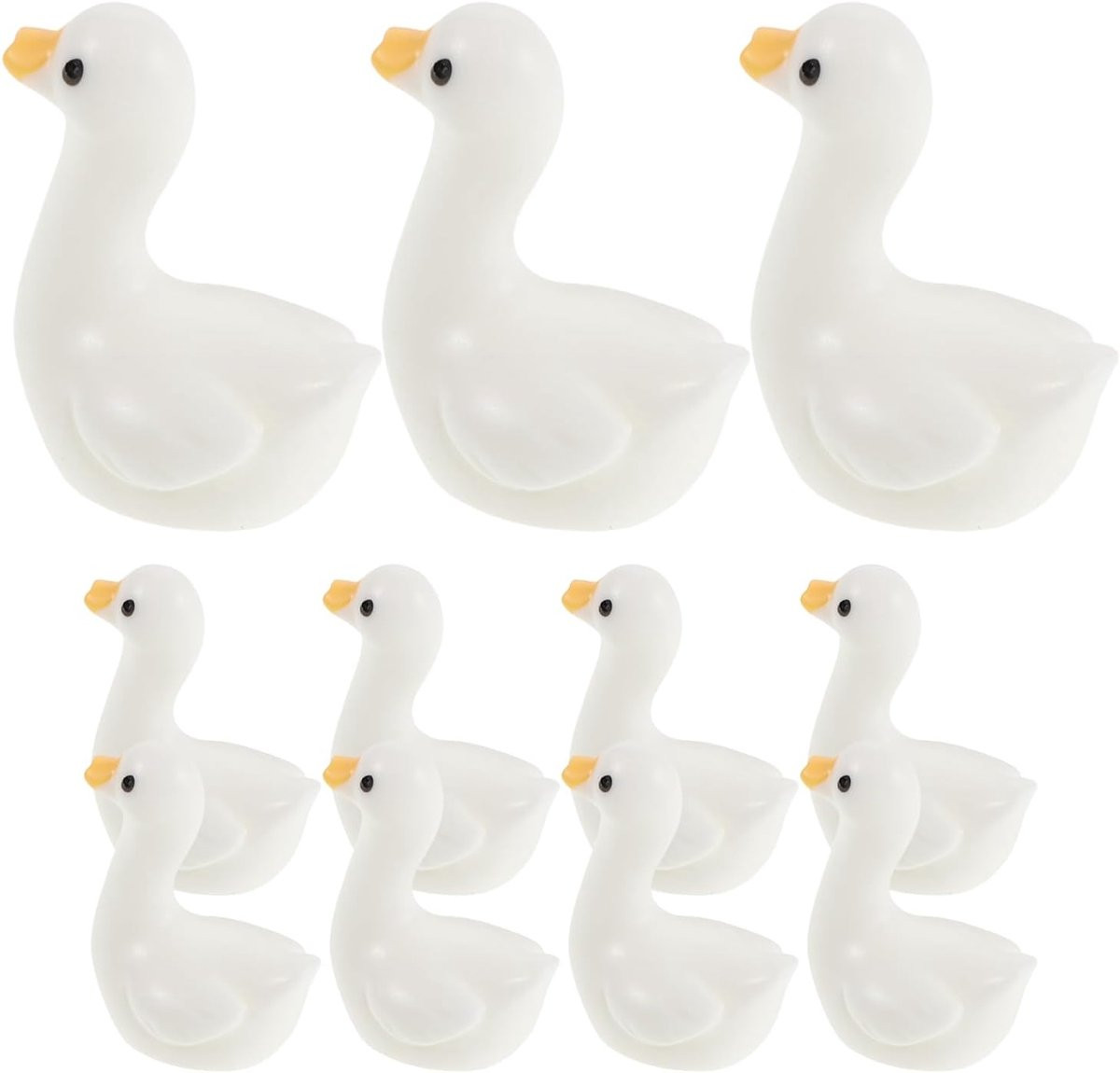 50 stuks Mini Ganzen Beeldjes - Kleine Witte Eendjes voor Tuin Decoratie