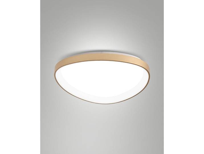 Fabas Luce LED Deckenleuchte Quirk 56W dimmbar 2700/3200/4000K CCT warm-/neutralweiss Messing satiniert Metall Ø60cm