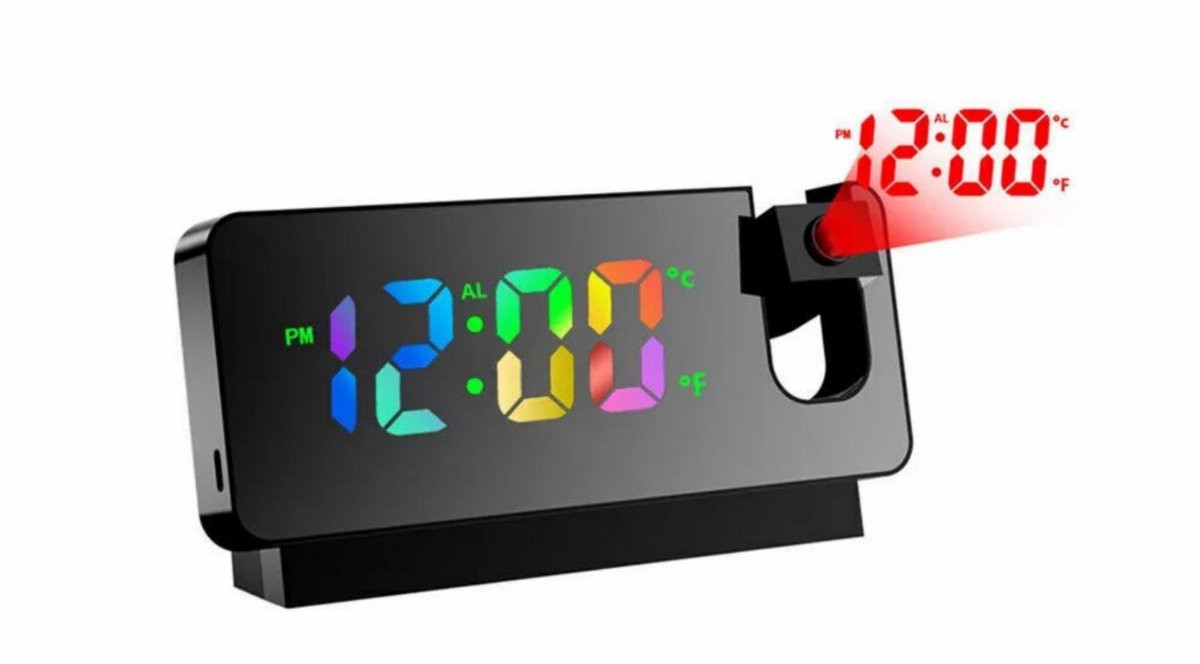 Digitale Wekker met Projectie, Temperatuur en Dubbel Alarm, USB-oplaadbaar