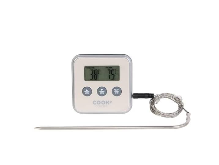CUISY - KC2053 - Thermometre Sonde Minuteur Numerique Electronique Digital Cusine Cuisson Four Barbecue Viande Taupe/Bordeaux/Noir/Gris 8 x 8 x 1\,8 cm