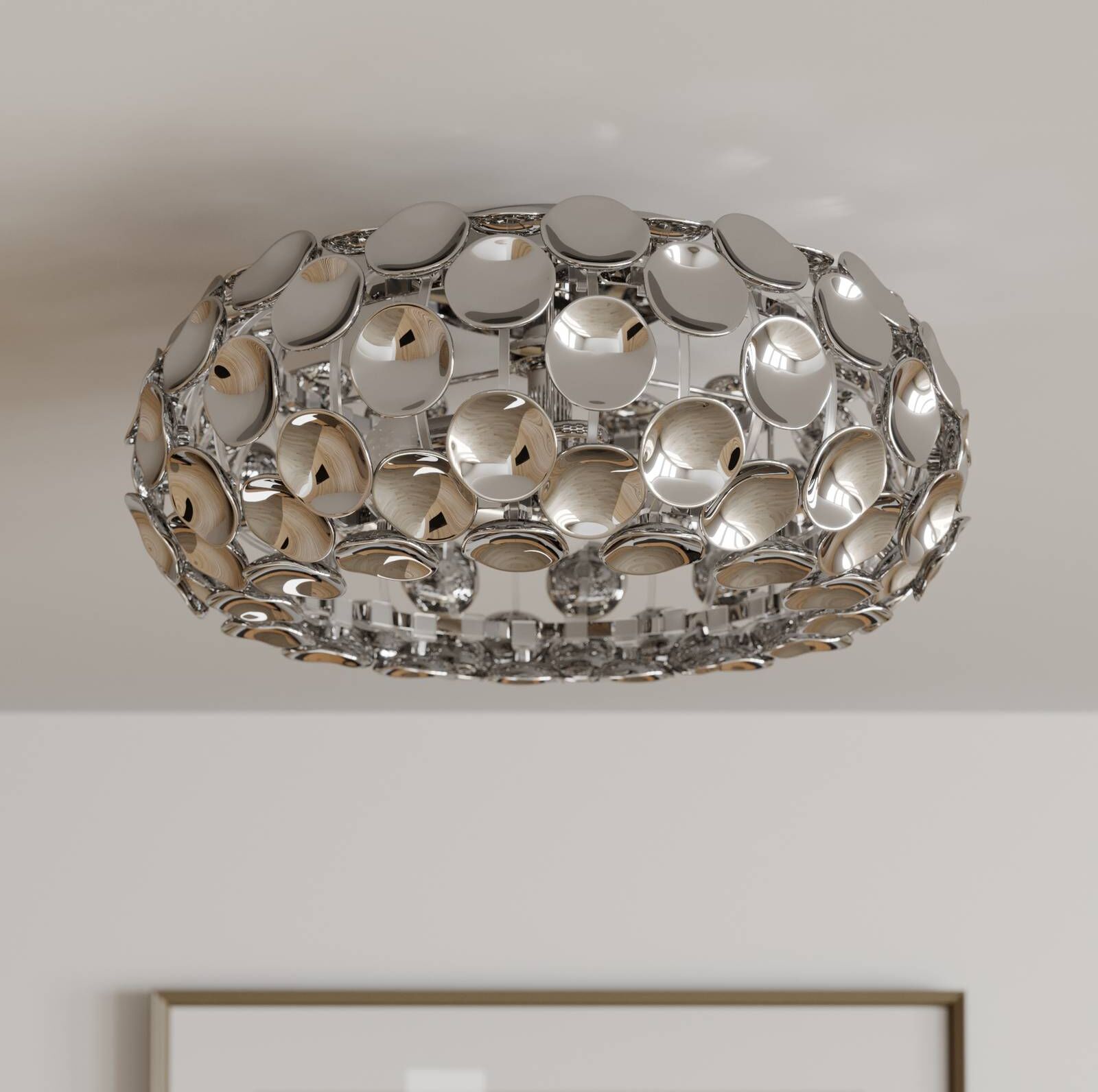 Ceiling Light Reza Lindby, dimmable, Chrome / silver, Hallway, Plastic, Modern, Ceiling Light