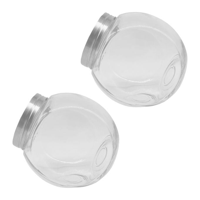 Relaxdays Set van 2 luchtdichte snoeppotten, 2 liter, transparant/zilver