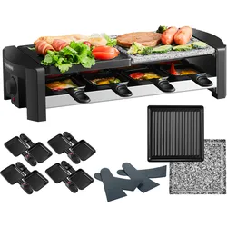 Steinborg Raclette Grill für 8 Personen m. kombinierter Grillfläche 1300W