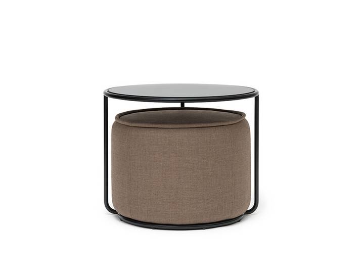Softline Kaffeetisch mit Hocker Tom schwarz, Designer Sascha Sartory, 37 cm