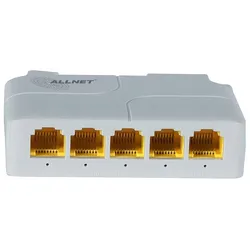 Allnet Switch unmanaged 5 Port • 5x GbE • PoE Budget 85W • 1x bt out, 3x PoE af/at out, 1xPoE bt 90 (5 Ports), Netzwerk Switch, Weiss