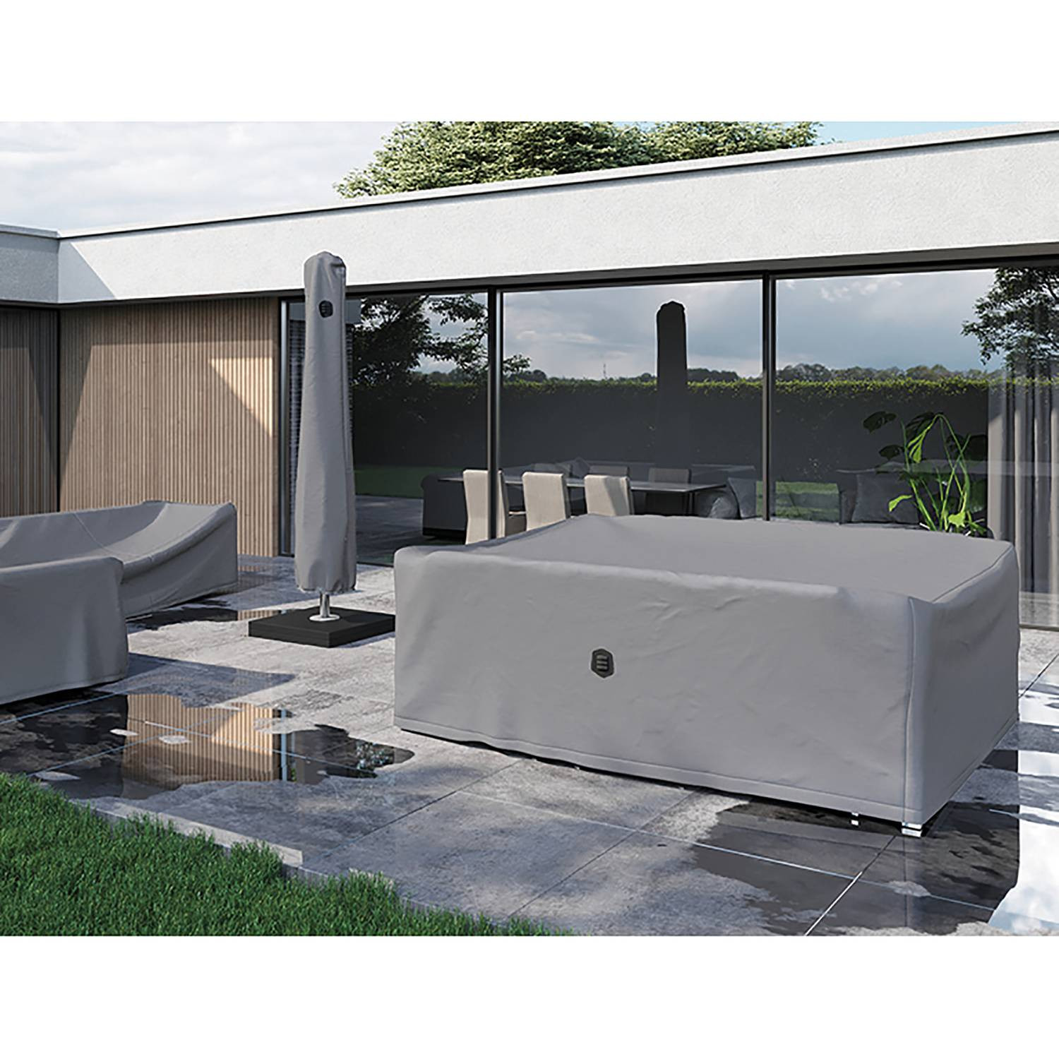 home24 Beschermhoes Aqua Shield voor zitgroep, grijs, 280 cm