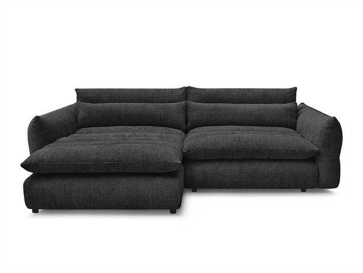 Ecksofa BOBOCHIC NEIL Stoff mit Textur schwarz