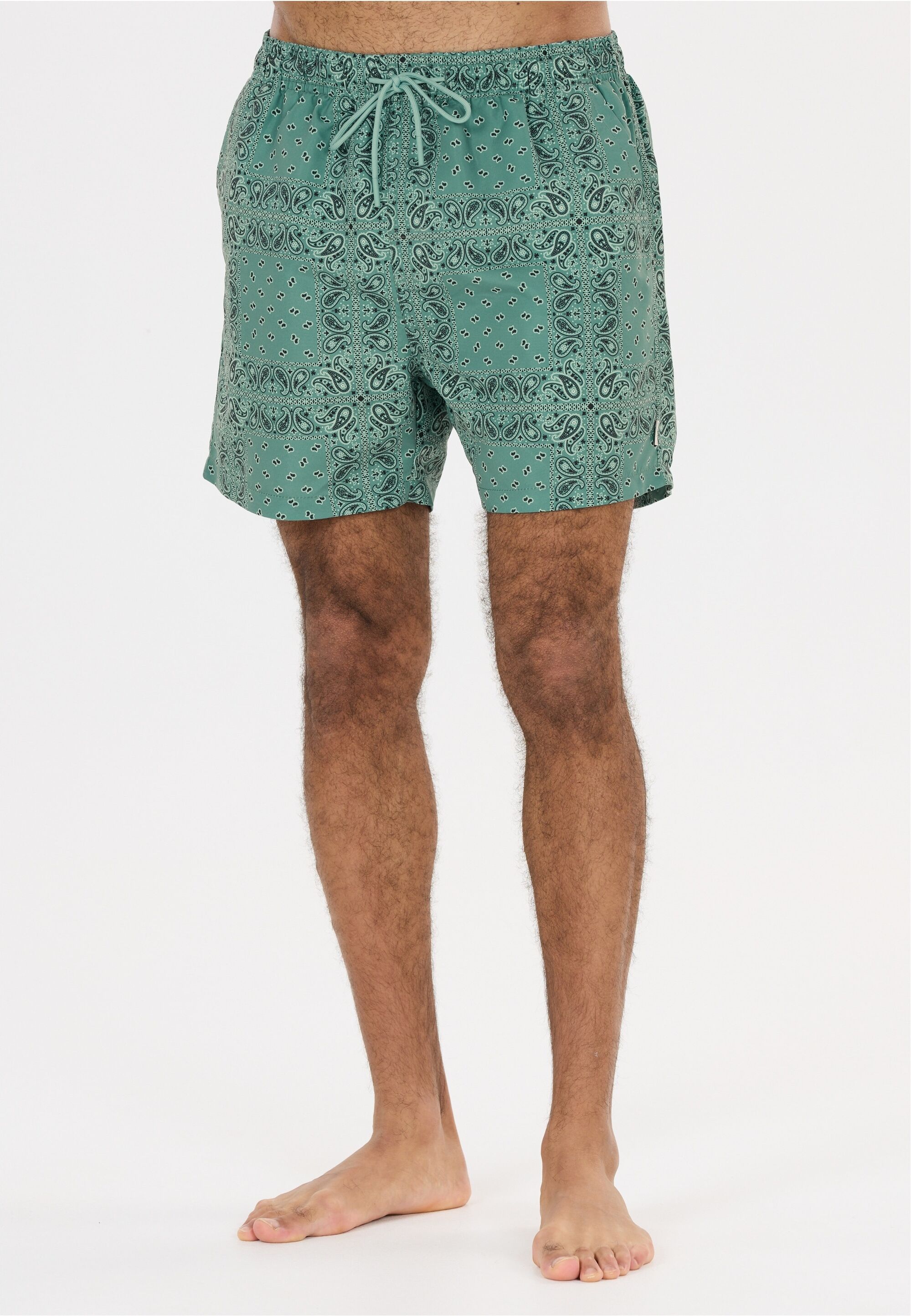 Badeshorts NOU "Felipe", Herren, Gr. XL, US-Größen, grün, 100% Polyester, bedruckt, Badehosen Badeshorts, mit Quick Dry-Funktion