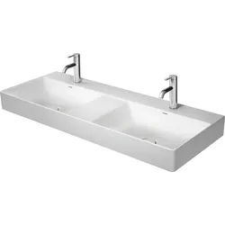 Duravit DuraSquare Doppelwaschtisch, 120x47cm, 2 Hahnlöcher, 2 Becken, ohne Überlauf, Unterseite glasiert (für verbesserte Hygiene), 2353120041, Farbe: Weiß