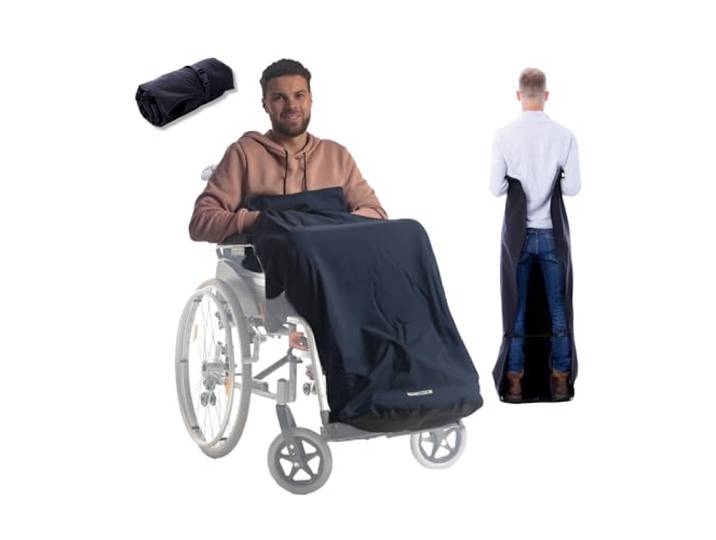 BELIEFF Rollstuhl Decke Erwachsene - Rollstuhldecke Beindecke - Rollstuhlsack - Rollstuhl Schlupfsack - Fußsack - Harte Unterlage - Blau - Large