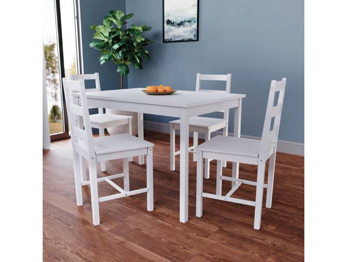 Ensemble table et chaises 4 places Yorkshire bois massif cuisine salle à manger blanc