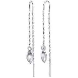 Paar Ohrhänger BRUNO BANANI "Schmuck Geschenk Silber 925 Ohrschmuck Ohrring Durchzieher Kette", silber (silberfarben, kristallweiß, kristallweiß), Ohrringe, Damen, Silber 925 (Sterlingsilber), mit Zirkonia (synth.)