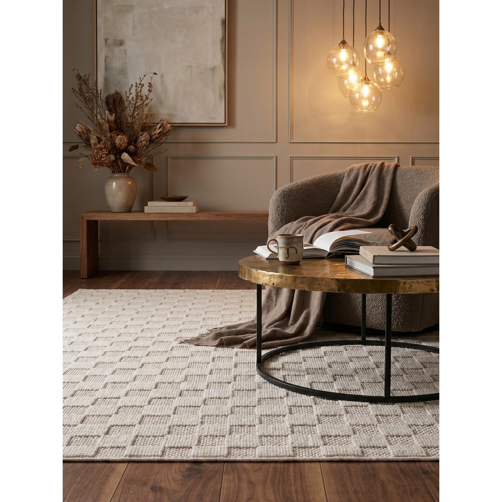 Flachgewebe-Teppich Schachbrett Creme 80x150 cm Schachbrett