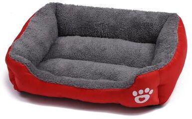 Happy Pet Pantry Large Plush Dog Bed, All Season Washable Square Pet Sofa With Waterproof Mattress For Medium Dogs & Cats red m