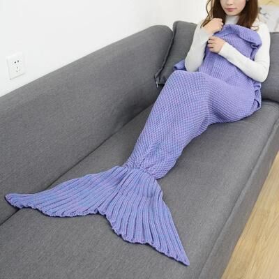 Playful Picks Handmade Mermaid Snuggle Blanket For Kids & Adults Violet