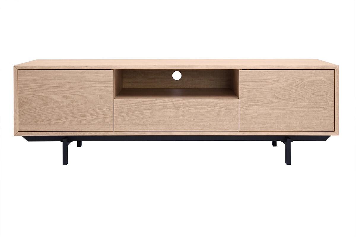 Miliboo TV-Möbel mit Eichenholz-Finish und offener Nische L160 cm MANNY