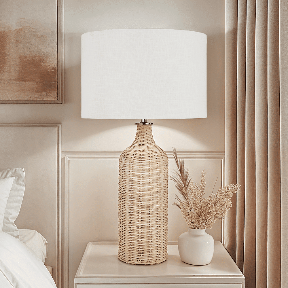 Emilia Natural Rattan Bottle Neck Table Lamp