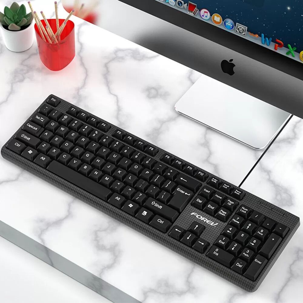INF Kabelgebundene Tastatur- und Maus-Kombination – USB Plug & Play, komfortables Tippen für Büro & Zuhause